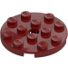 LEGO Dark Red Plate 4 x 4 Round with Hole and Snapstud (60474)