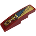 LEGO Donkerrood Helling 1 x 4 Gebogen met Gold Vleugel en Pijp Links Kant Sticker (11153)