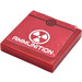 LEGO Dark Red Tile 2 x 2 with &#039;Ammunition&#039; &amp; Hazard Warning Sticker with Groove (3068)