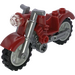 LEGO Tummanpunainen Vintage Motorcycle with Flat Silver Chassis and Medium Stone Gray Wheels