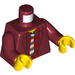 LEGO Dark Red Vito with Black Short Combed Hair and Striped Tie Minifig Torso (973 / 76382)