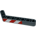 LEGO Gris pierre foncé Faisceau Courbé 53 degrés, 3 et 7 des trous avec Danger Rayures rouge et blanc (Model La gauche) Autocollant (32271)
