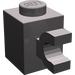 LEGO Dark Stone Gray Brick 1 x 1 with Horizontal Clip (60476 / 65459)