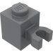 LEGO Dark Stone Gray Brick 1 x 1 with Vertical Clip (&#039;U&#039; Clip, Solid Stud) (30241 / 60475)