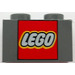 LEGO Dark Stone Gray Brick 1 x 2 with LEGO Logo with Bottom Tube (3004)