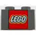 LEGO Dark Stone Gray Brick 1 x 2 with LEGO Logo with Bottom Tube (42481 / 50831)