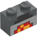 LEGO Dunkles Steingrau Stein 1 x 2 mit Minecraft Schwarz, Rot, und Gelb Blocks mit Unterrohr (3004 / 37228)