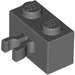LEGO Dunkles Steingrau Backstein 1 x 2 mit Vertikale Clip (Lücke im Clip) (30237)