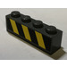 LEGO Dark Stone Gray Brick 1 x 4 with 4 Studs on One Side with Black and Yellow Stripes Sticker (30414)