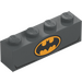 LEGO Dark Stone Gray Brick 1 x 4 with Bright Light Orange Batman Logo and Muscle Lines (3010)