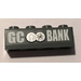LEGO Dark Stone Gray Brick 1 x 4 with Damaged GC Bank Logo Sticker (Dark Background) (3010)