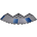 LEGO Dark Stone Gray Brick 10 x 10 Round Corner with Tapered Edge with Dark Blue Rectangles Sticker (58846)