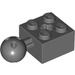 LEGO Dunkles Steingrau Backstein 2 x 2 mit Kugelgelenk und Axlehole mit Löchern im Ball (57909)