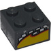 LEGO Dark Stone Gray Brick 2 x 2 with Checkered and Yellow Pattern Sticker (3003)