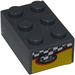 LEGO Dark Stone Gray Brick 2 x 3 with Checkered and Yellow Pattern Sticker (3002)