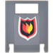 LEGO Dark Stone Gray Container Box 2 x 2 x 2 Door with Slot with Fire Logo Sticker with Gray Background (4346)