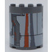 LEGO Dark Stone Gray Cylinder 2 x 4 x 4 Half with Circuit, Gray Vertical Pattern Left Sticker (6218)