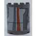 LEGO Dark Stone Gray Cylinder 2 x 4 x 4 Half with Circuit, Orange and Gray Vertical Pattern Right Side Sticker (6218)