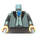 LEGO Dark Stone Gray Death Eater Torso with Striped Suit and Medium Stone Vest with Blue Tie with Dark Stone Arms and Light Flesh Hands (973)