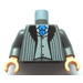 LEGO Dunkles Steingrau Death Eater Torso mit Striped Anzug und Medium Stone Weste mit Blau Tie mit Dark Stone Arme und Licht Fleisch Hände (973 / 76382)