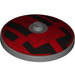 LEGO Dark Stone Gray Dish 4 x 4 with Star Wars Hatch Black and Red Pattern (Solid Stud) (3960 / 50098)