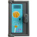 LEGO Dark Stone Gray Door 1 x 2 x 3 with Basketball and Hoop Sticker (60614)