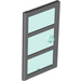 LEGO Dark Stone Gray Door 1 x 4 x 6 with 3 Panes and Transparent Light Blue Glass and Stud Handle (60797)