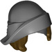 LEGO Dark Stone Gray Hat with Folded Brim and Dark Brown Bob Cut Hair (28271 / 39562)