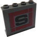 LEGO Dark Stone Gray Panel 1 x 4 x 3 with Black &#039;S&#039; in Dark Red Square Sticker with Side Supports, Hollow Studs (35323)