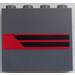 LEGO Dark Stone Gray Panel 1 x 4 x 3 with Two Black Stripes on Red Background (Right) Sticker with Side Supports, Hollow Studs (60581)
