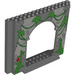 LEGO Dark Stone Gray Panel 4 x 16 x 10 with Gate Hole with Red button and Ivy (15626 / 38170)