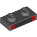 LEGO Dunkles Steingrau Platte 1 x 2 mit Schwarz und rot (3023 / 106728)