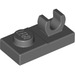 LEGO Dark Stone Gray Plate 1 x 2 with Top Clip without Gap (44861)