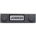 LEGO Dark Stone Gray Plate 1 x 4 with Two Studs with &quot;JC60020&quot; Sticker without Groove (92593)