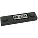 LEGO Dark Stone Gray Plate 1 x 4 with Two Studs with &#039;PN 4203&#039; Sticker without Groove (92593)