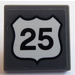 LEGO Dark Stone Gray Roadsign Clip-on 2 x 2 Square with &#039;25&#039; Sticker with Open &#039;O&#039; Clip (15210)