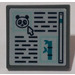 LEGO Dark Stone Gray Roadsign Clip-on 2 x 2 Square with Computer Screen with Panda head Sticker with Open &#039;O&#039; Clip (15210)