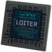 LEGO Dark Stone Gray Roadsign Clip-on 2 x 2 Square with Display Screen, &#039;LOITER&#039;, Diagrams Sticker with Open &#039;O&#039; Clip (15210)