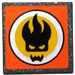 LEGO Dark Stone Gray Roadsign Clip-on 2 x 2 Square with Dr. Inferno Sticker with Open &#039;U&#039; Clip (15210)