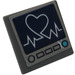 LEGO Dark Stone Gray Roadsign Clip-on 2 x 2 Square with Heart Rate Monitor Sticker with Open &#039;O&#039; Clip (15210)