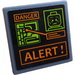 LEGO Dark Stone Gray Roadsign Clip-on 2 x 2 Square with Map, Head, &quot;DANGER&quot; and &quot;ALERT!&quot; Sticker with Open &#039;O&#039; Clip (15210)