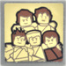 LEGO Dark Stone Gray Roadsign Clip-on 2 x 2 Square with Ninjago minifigures Sticker with Open &#039;O&#039; Clip (15210)