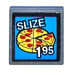 LEGO Dark Stone Gray Roadsign Clip-on 2 x 2 Square with Pizza Slize 1.95 Sticker with Open &#039;O&#039; Clip (15210)