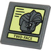 LEGO Dark Stone Gray Roadsign Clip-on 2 x 2 Square with &#039;TWO-FACE&#039; Sticker with Open &#039;O&#039; Clip (15210)