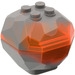LEGO Dark Stone Gray Rock 4 x 4 x 3 Assembly with Transparent Neon Orange Marbling