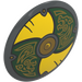 LEGO Dark Stone Gray Shield - Curved with Yellow and Green (75902 / 104738)