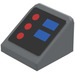 LEGO Gris pierre foncé Pente 1 x 1 (31°) avec rouge et Bleu Buttons Autocollant (35338)