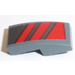 LEGO Dark Stone Gray Slope 1 x 2 Curved with Red Diagonal Stripes (Left) Sticker (11477)
