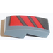 LEGO Dark Stone Gray Slope 1 x 2 Curved with Red Diagonal Stripes (Right) Sticker (11477)