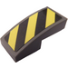 LEGO Dark Stone Gray Slope 1 x 2 Curved with Yellow and Black Danger Stripes (Right) Sticker (11477)
